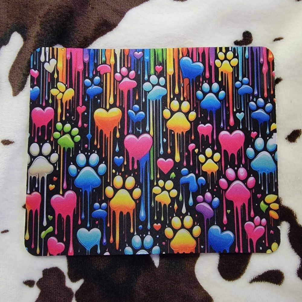 Paw Prints Colorful Computer Mouse Pad - Picture 3 of 7